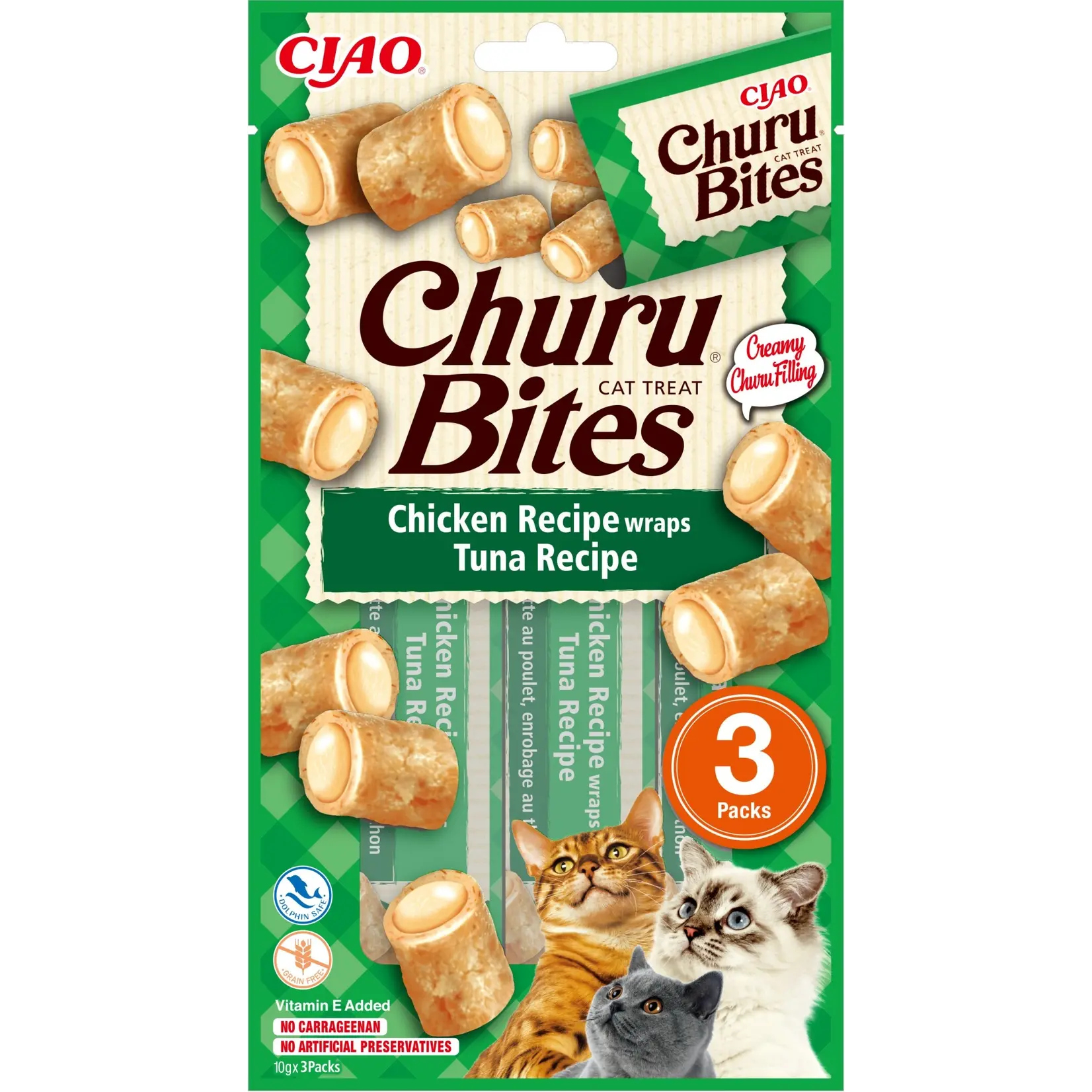 Inaba bites cat chicken wraps tuna