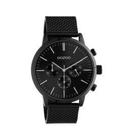 OOZOO Zwarte OOZOO horloge met zwarte metalen mesh armband - C10914