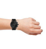 OOZOO Zwarte OOZOO horloge met zwarte metalen mesh armband - C10914