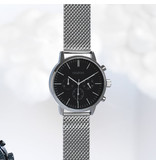 OOZOO Zilveren OOZOO horloge met zilveren metalen mesh armband - C10913