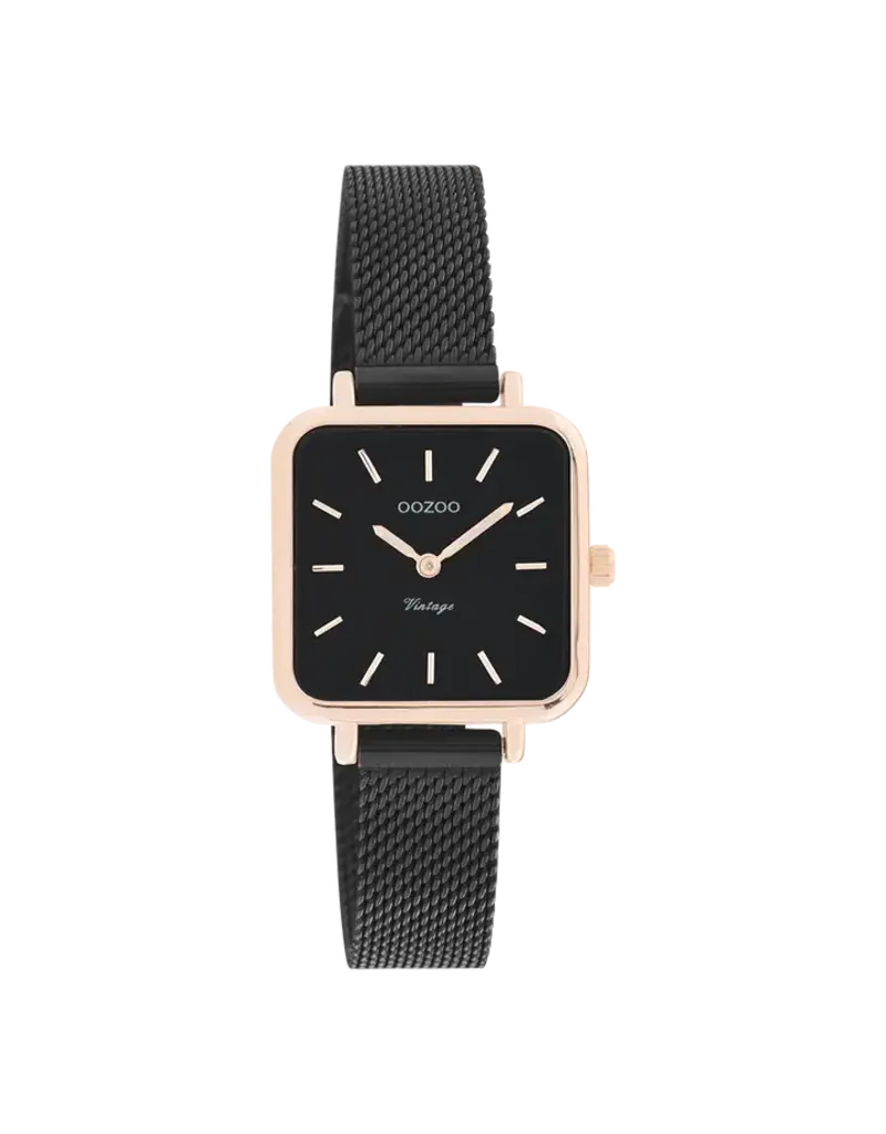 OOZOO C20265 horloge met rosé goudkleurige metalen mesh armband