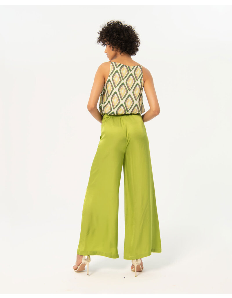 Surkana 524ESSA525 SATIN PANTS -GREEN