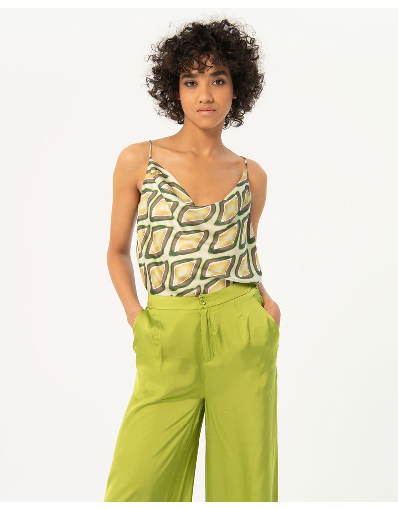 Surkana 524ESSA525 SATIN PANTS -GREEN