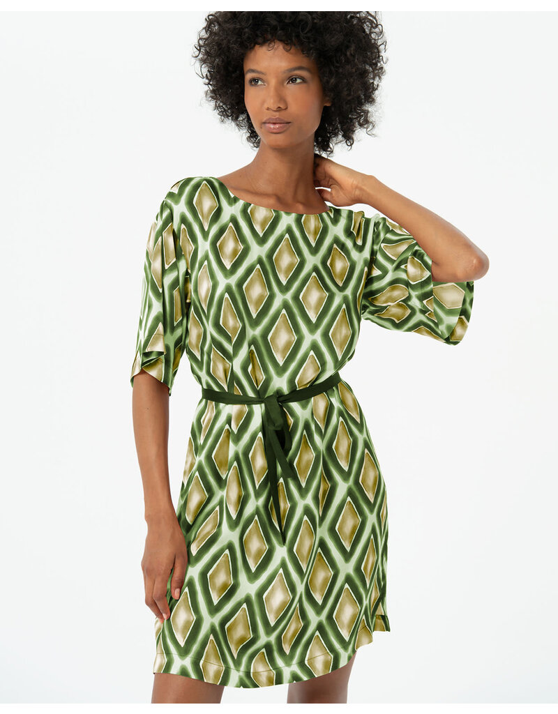 Surkana 524TISA727 PRINTED SATIN DRESS - GREEN