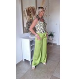 Surkana 524ESSA525 SATIN PANTS -GREEN