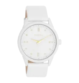 OOZOO Witte OOZOO horloge met witte leren band - C11354