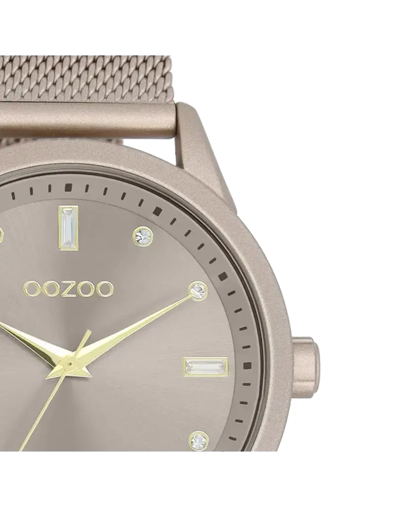 OOZOO C11358 watch with taupe metal mesh bracelet