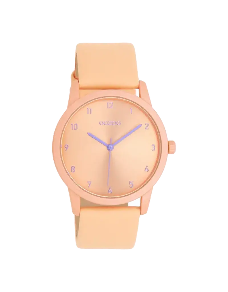 OOZOO C11078 watch with peach pink leather strap