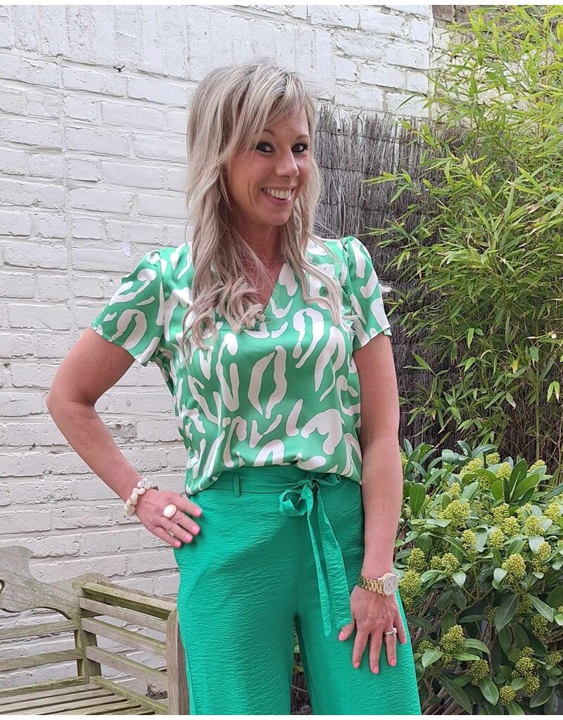Smashed Lemon 25083 BLOUSE-GREEN/WHITE