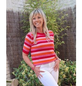 Smashed Lemon 25110 KNIT TOP-RED/MULTICOLOUR