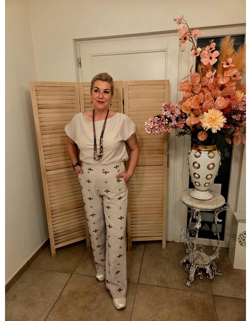 Mondieux Madame MM-BROEK-ECRU/PRINT