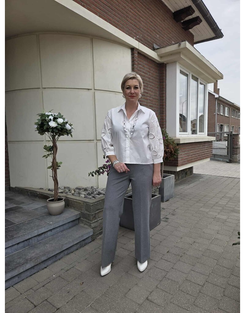 YES-ZEE 01P368-PANTALONE PALAZZO-GRIGIO MELANGE