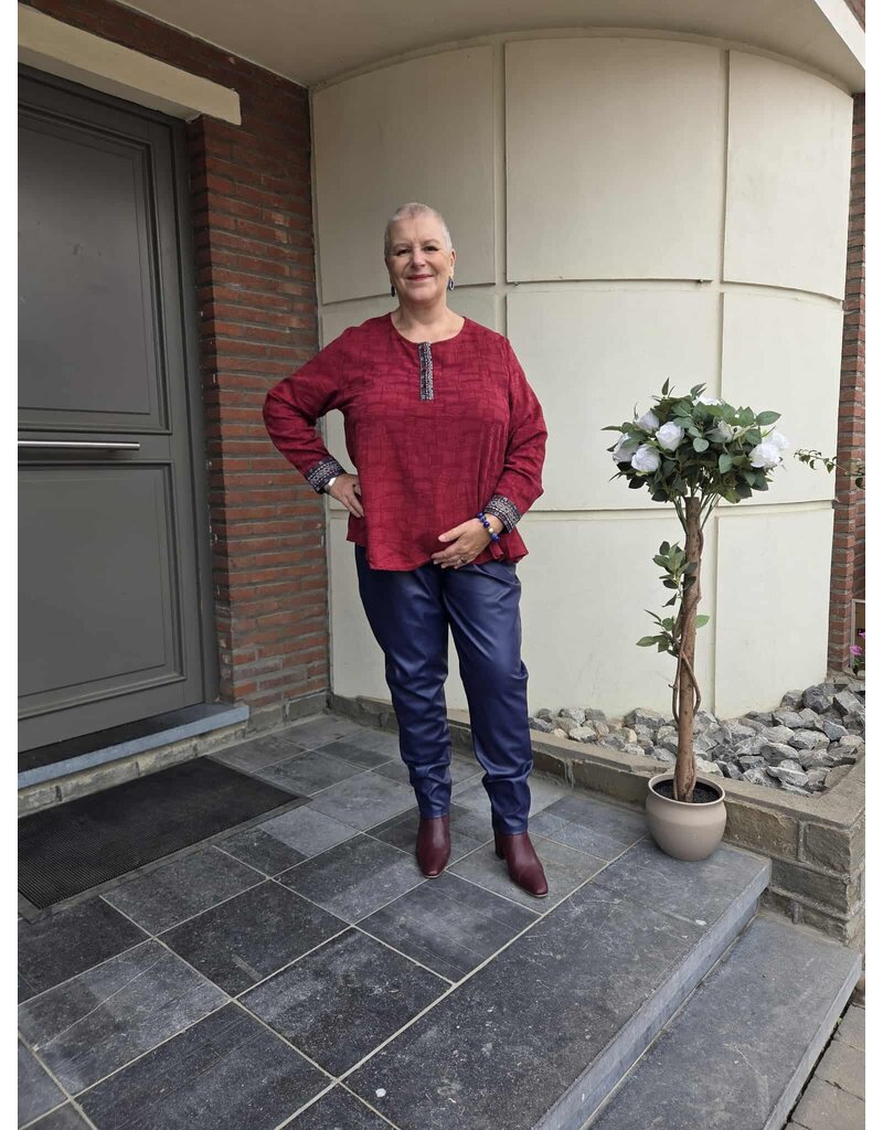 POMME ROUGE PARIS RODE BLOUSE MET GESTRUCTUREERDE PRINT C6239