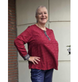 POMME ROUGE PARIS RODE BLOUSE MET GESTRUCTUREERDE PRINT C6239