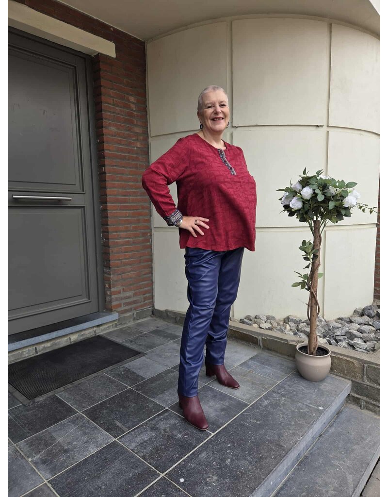 POMME ROUGE PARIS BLAUWE IMITATIELEREN BROEK B305 BLEU