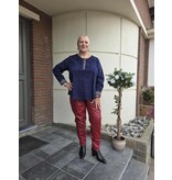 POMME ROUGE PARIS BLAUWE BLOUSE MET GESTRUCTREERDE PRINT