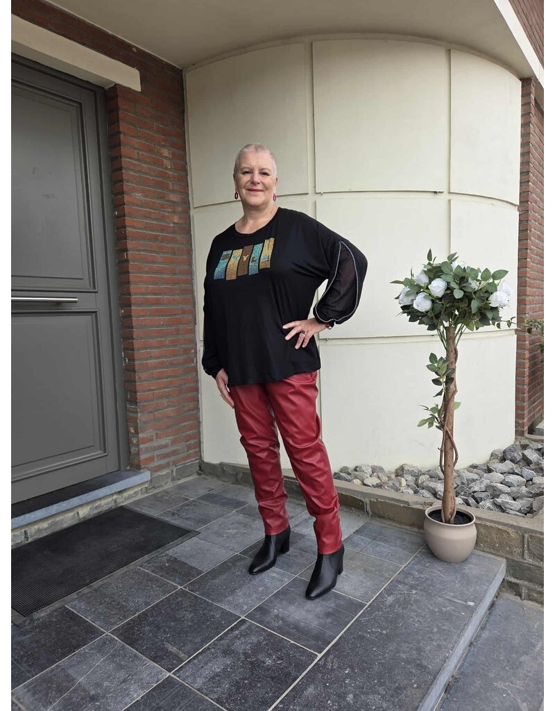 POMME ROUGE PARIS ZWARTE TOP MET STRASS IN STYLE C6603B