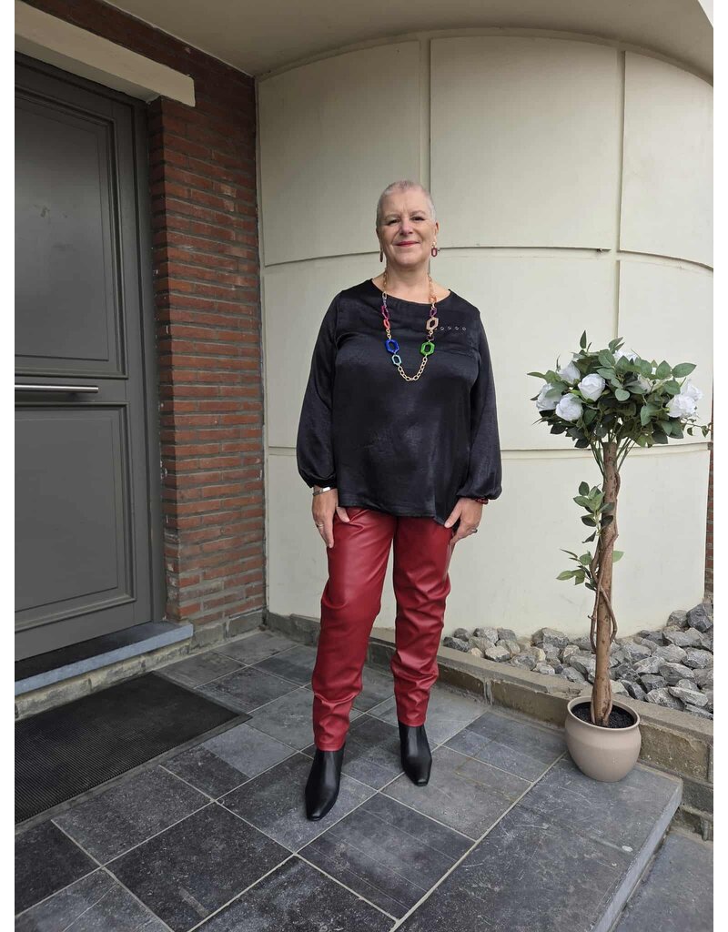 POMME ROUGE PARIS ZWARTE ZIJDE BLOUSE C6175