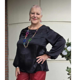 POMME ROUGE PARIS ZWARTE ZIJDE BLOUSE C6175