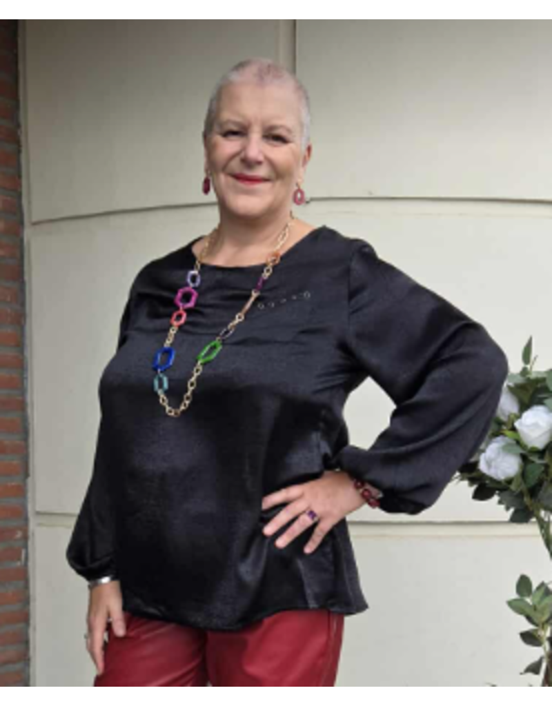 POMME ROUGE PARIS ZWARTE ZIJDE BLOUSE C6175