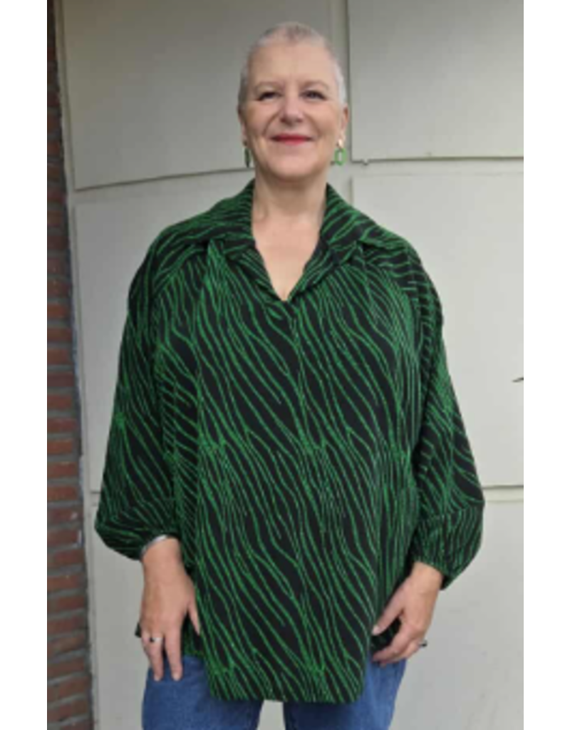 POMME ROUGE PARIS BLOUSE MET PRINT T3748 GROEN