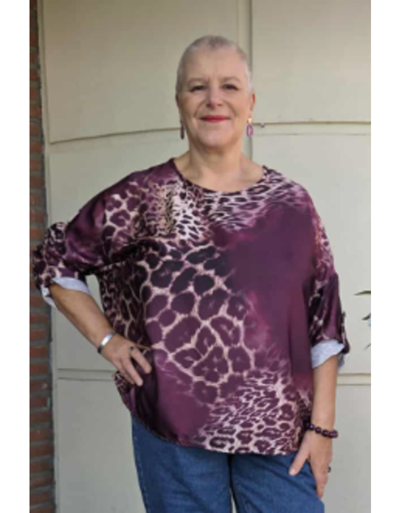POMME ROUGE PARIS PAARE BLOUSE MET LUIPAARDPRINT T7179A