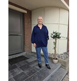 POMME ROUGE PARIS BLOUSE MET PRINT T3748 BLAUW