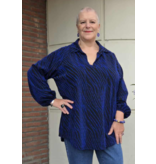 POMME ROUGE PARIS BLOUSE MET PRINT T3748 BLAUW