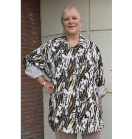 POMME ROUGE PARIS BLOUSE MET TAUPE PRINT T1265