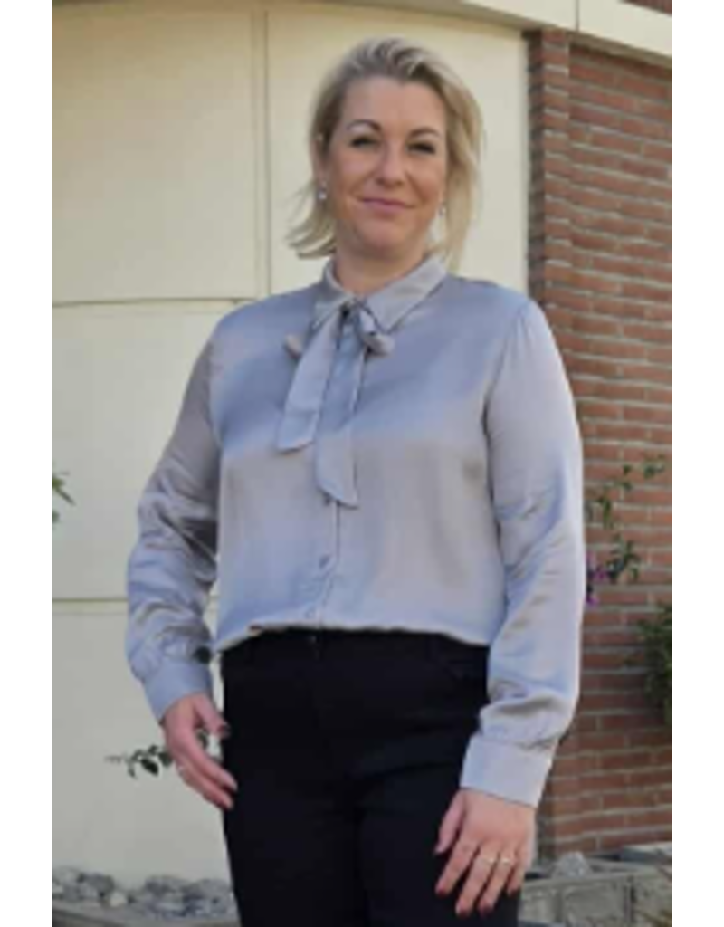 YES-ZEE 01C019-CAMICIA FIOCCO COLLO-GRIGIO CHIARO