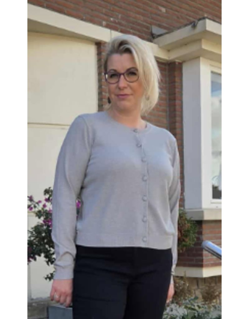 YES-ZEE 01M001-MAGLIA CARDIGAN LUREX-GRIGIO PERLA