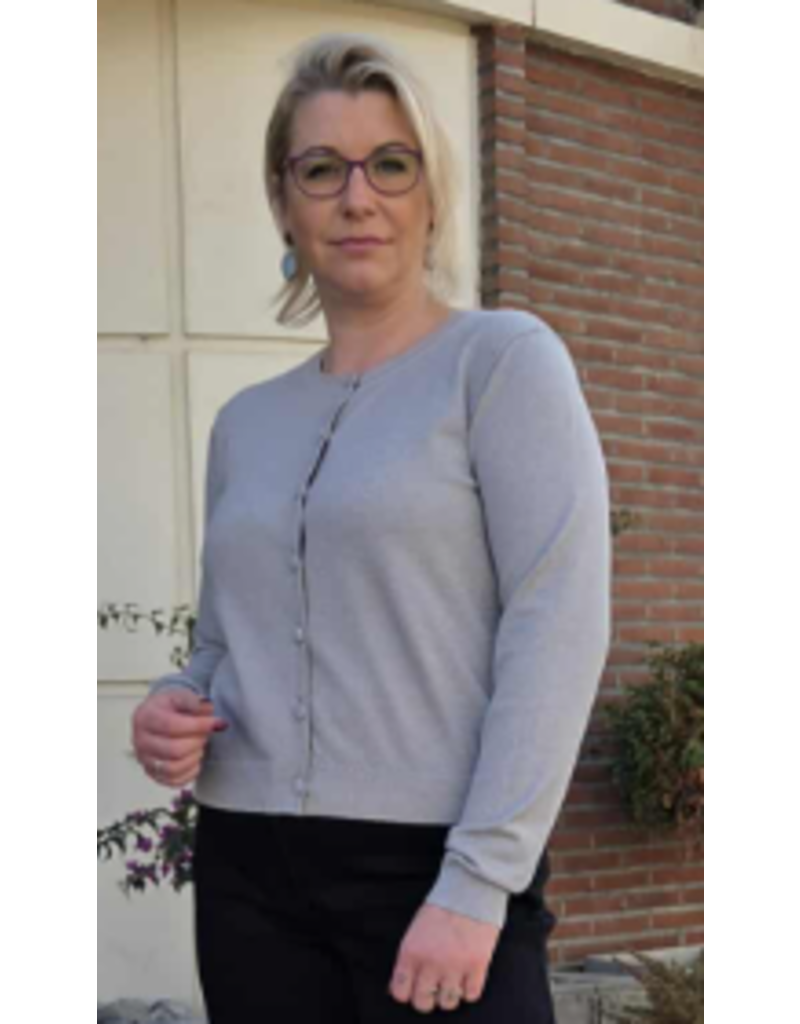 YES-ZEE 01M001-MAGLIA CARDIGAN LUREX-GRIGIO PERLA