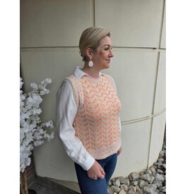 MDM 3.46.103.45-KNITTED DEBARDEUR-ORANGE/PINK
