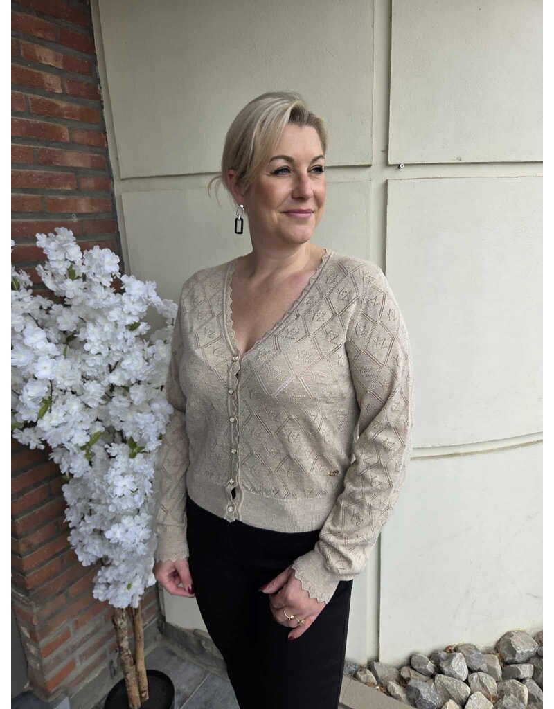 YES-ZEE 01M021-MAGLIA CARDIGAN-BEIGE