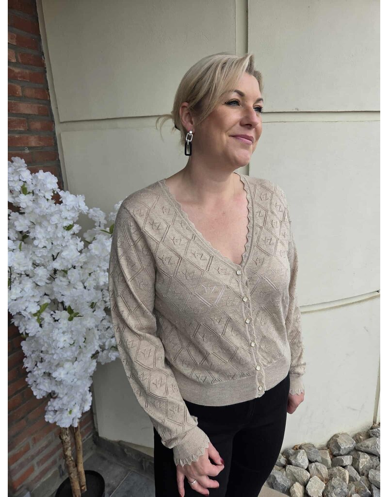YES-ZEE 01M021-MAGLIA CARDIGAN-BEIGE