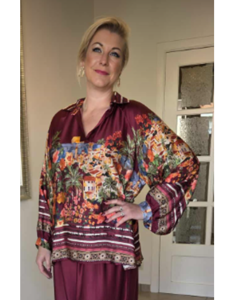 C'MELODIE BLOUSE MET PRINT-BORDEAUX
