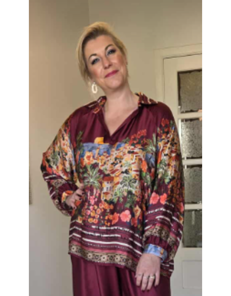 C'MELODIE BLOUSE MET PRINT-BORDEAUX