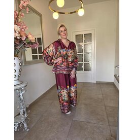 C'MELODIE BROEK MET PRINT-BORDEAUX