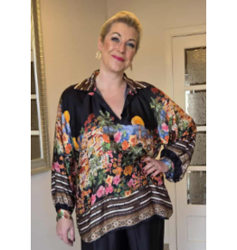 C'MELODIE BLOUSE MET PRINT-ZWART