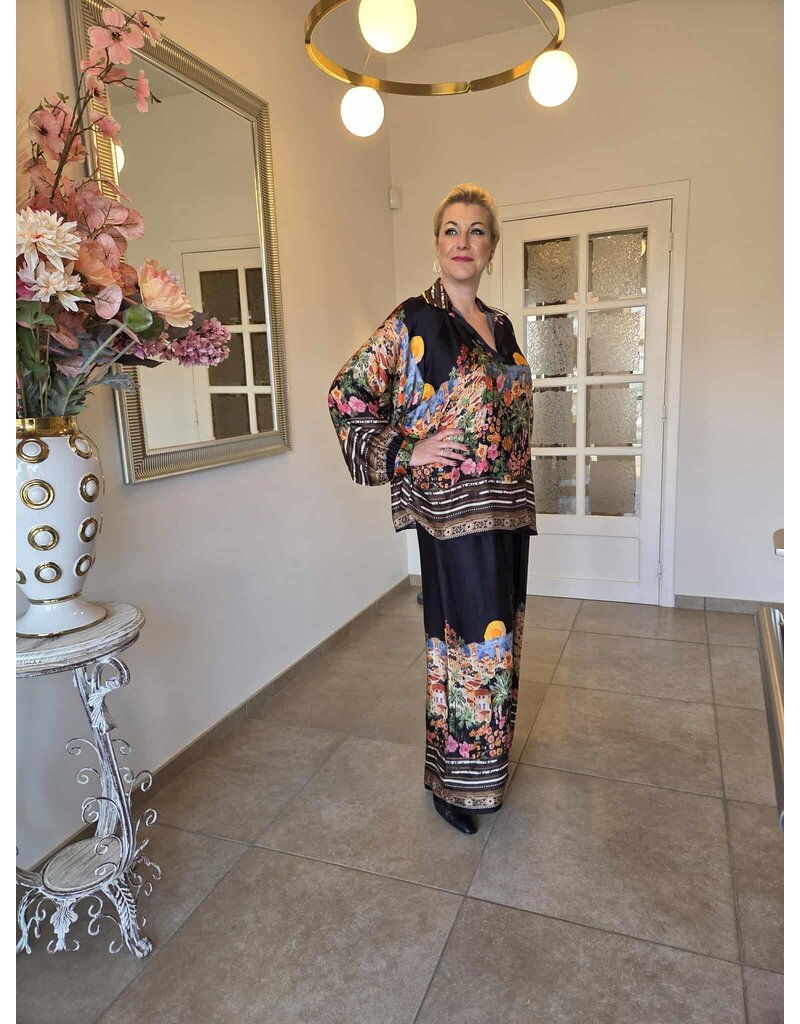 C'MELODIE BROEK MET PRINT-ZWART
