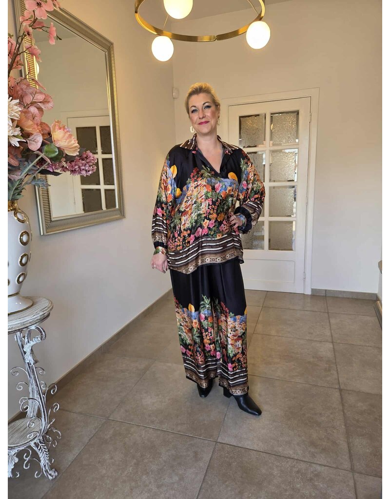 C'MELODIE BROEK MET PRINT-ZWART