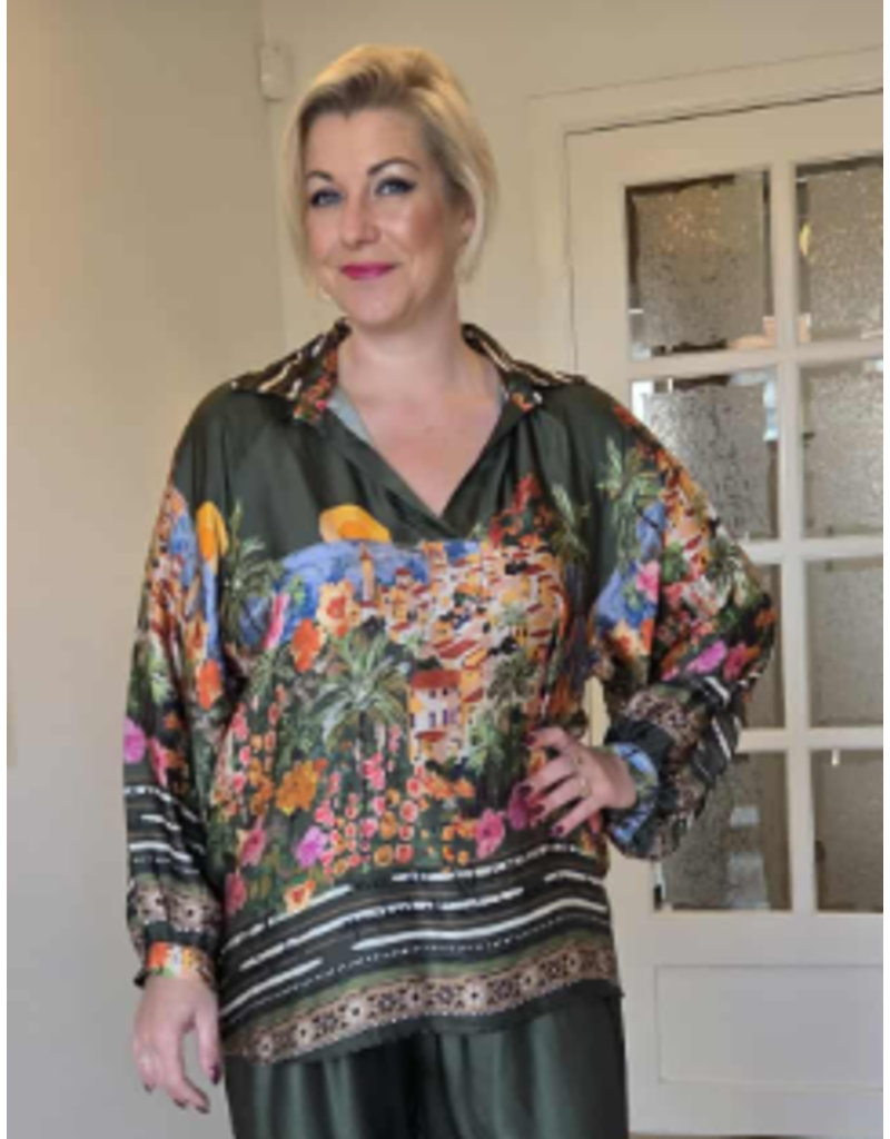 C'MELODIE BLOUSE MET PRINT-GROEN