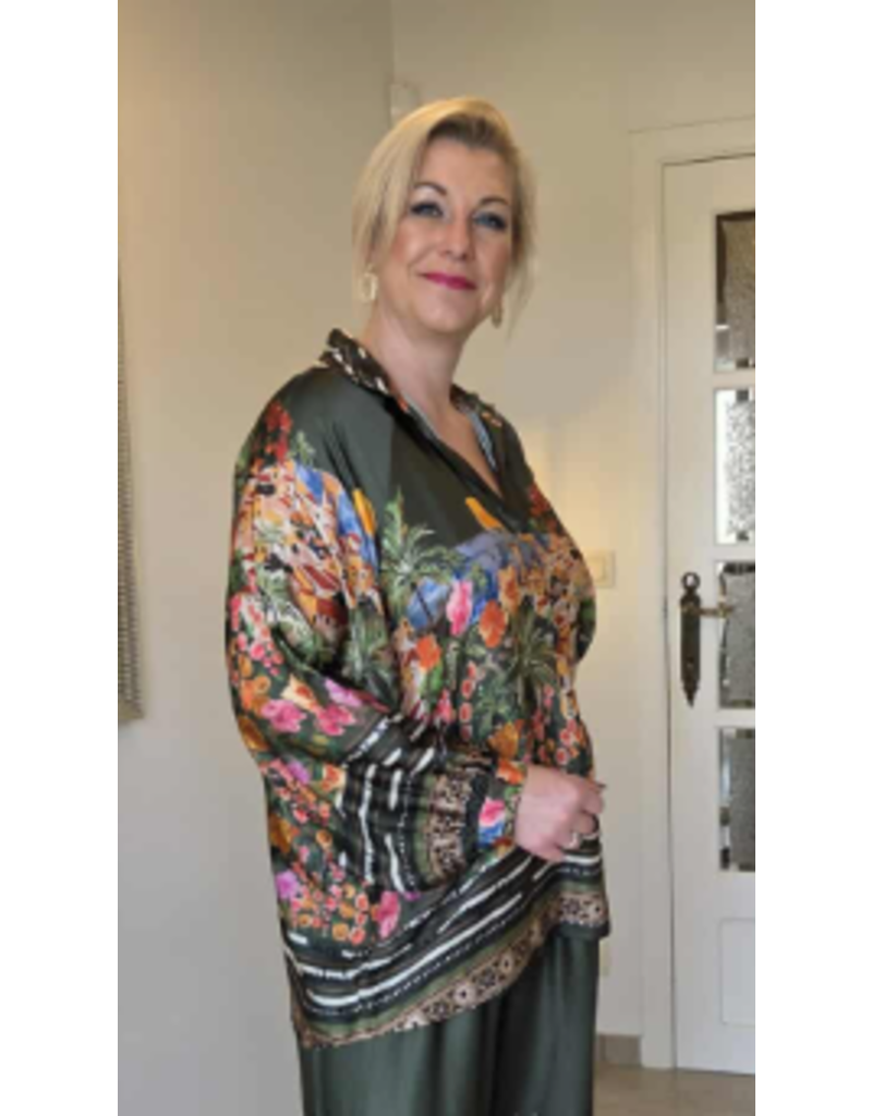 C'MELODIE BLOUSE MET PRINT-GROEN