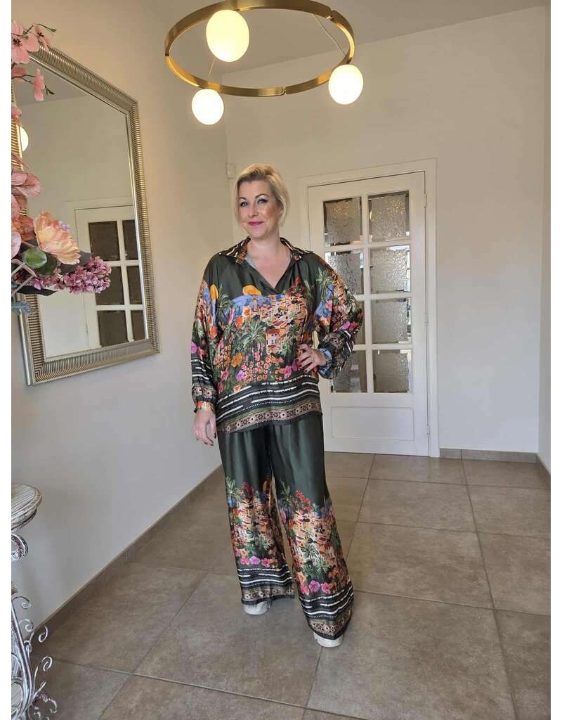 C'MELODIE BROEK MET PRINT-GROEN
