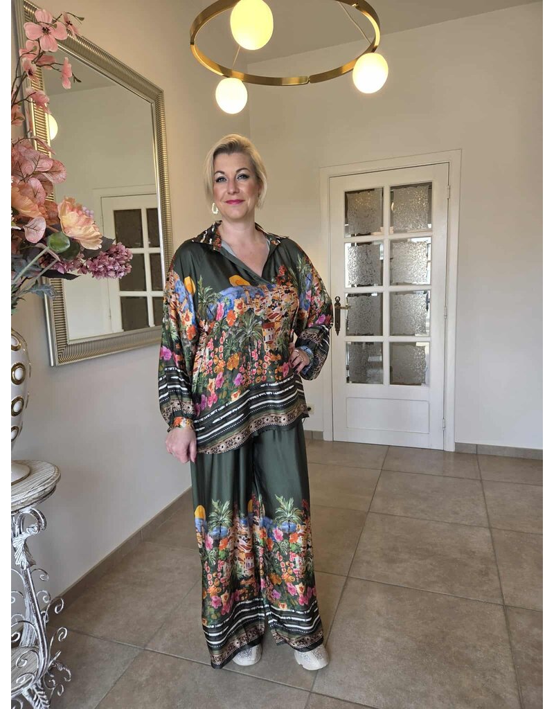 C'MELODIE BROEK MET PRINT-GROEN