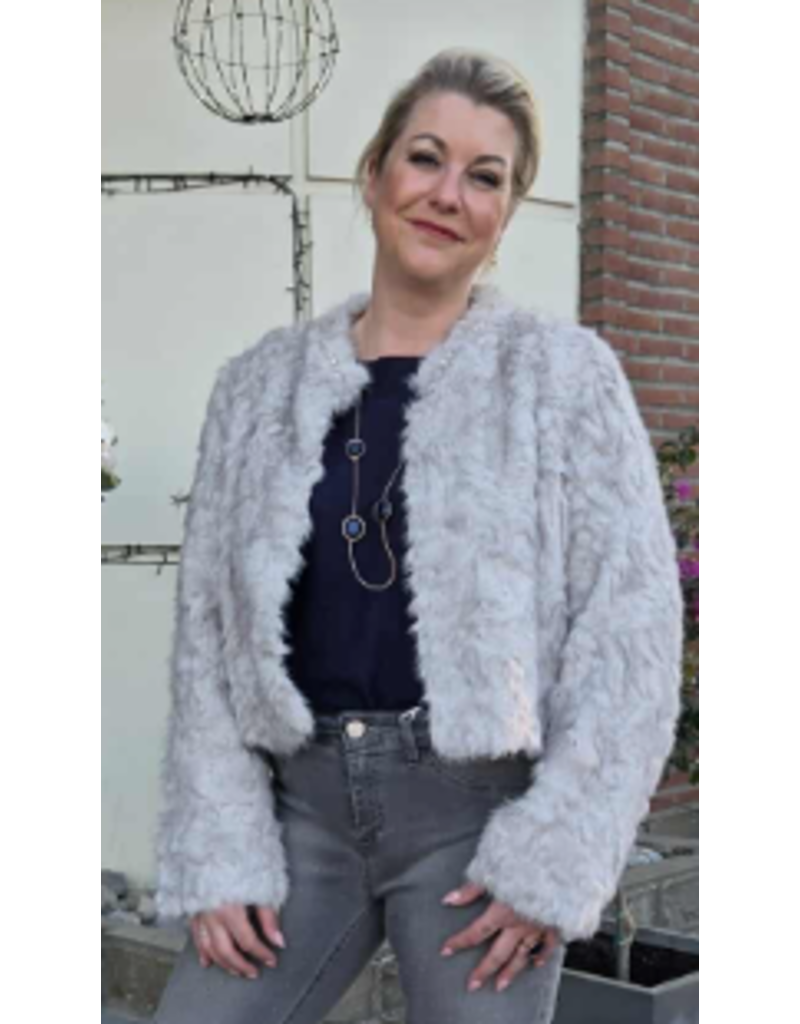 YES-ZEE 01G005-GIACCA ECOFUR-GRIGIO CHIARO