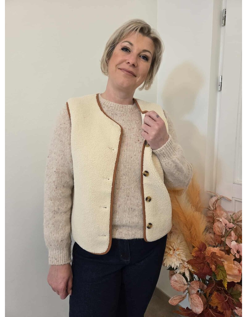 C'est Beau la Vie! 66CB2GI402-GILET-ECRU