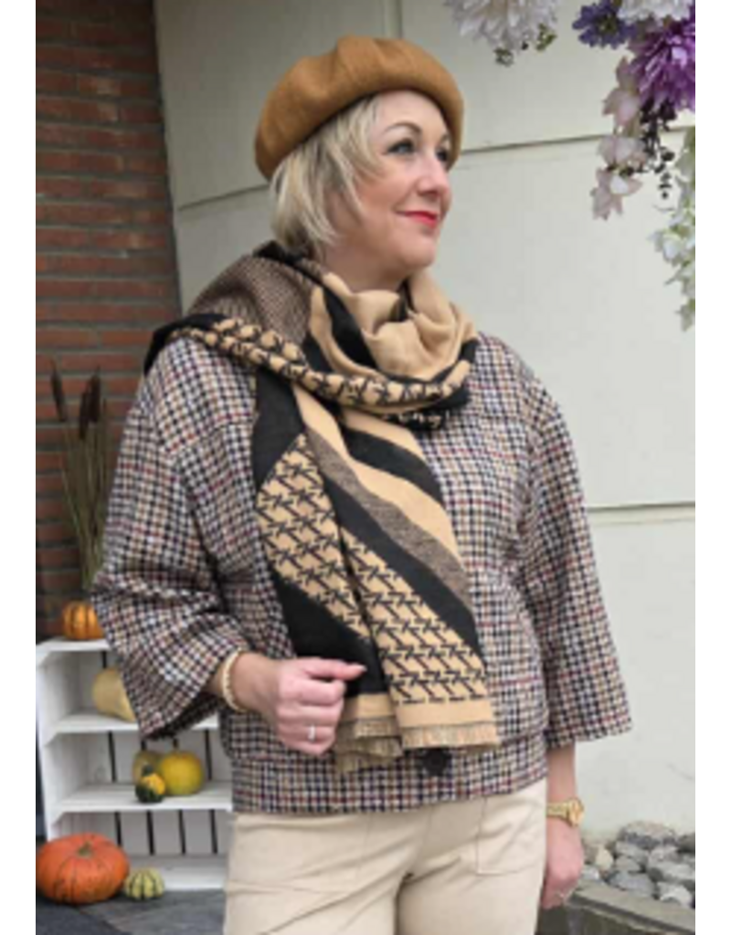 TIF SJAAL-BRUIN/ZWART PRINT
