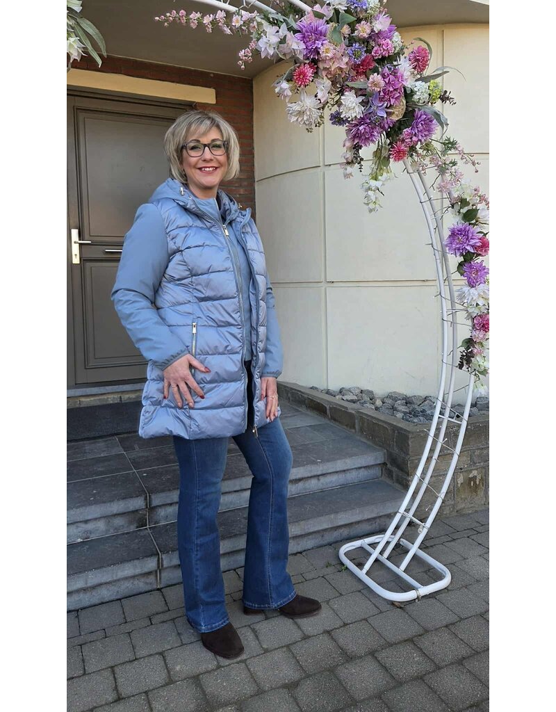 YES-ZEE 01O045-CAPPOTTO TRAPUNTATO-AZZURRO POLVERE