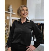 L&A ZWART HEMD MET PAREL